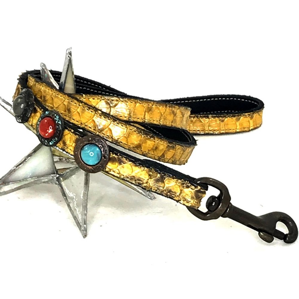 Pewter Medallion Snakeskin Leash, 4 ft.